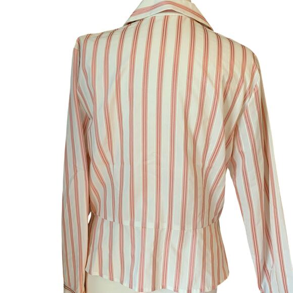 Jones New York Womens L Button Down Long-sleeved V-neck peplum Blouse Top NWT - Picture 2 of 10